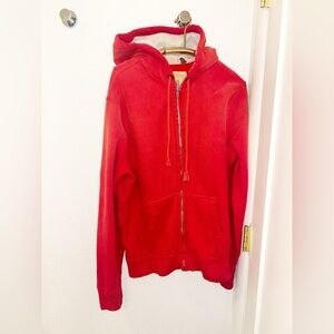 VTG Y2k RUEHL No. 925 The Distressed Full Zip RED Hoodie Jacket A&F Brand SZ: XL